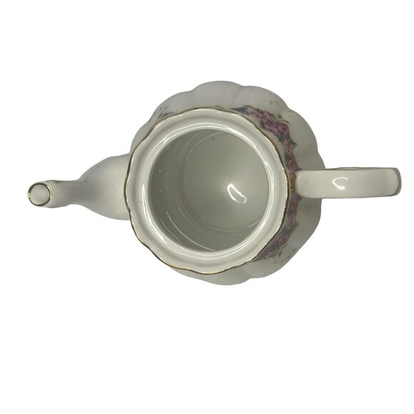 Vintage Floral Porcelain Stacking Teapot and Teacup Set with Gold Accents - Picture 3 of 11